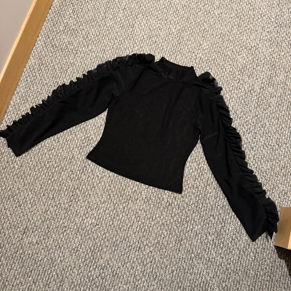 MESH RUFFLE SLEEVE TOP - Picture 2 of 6